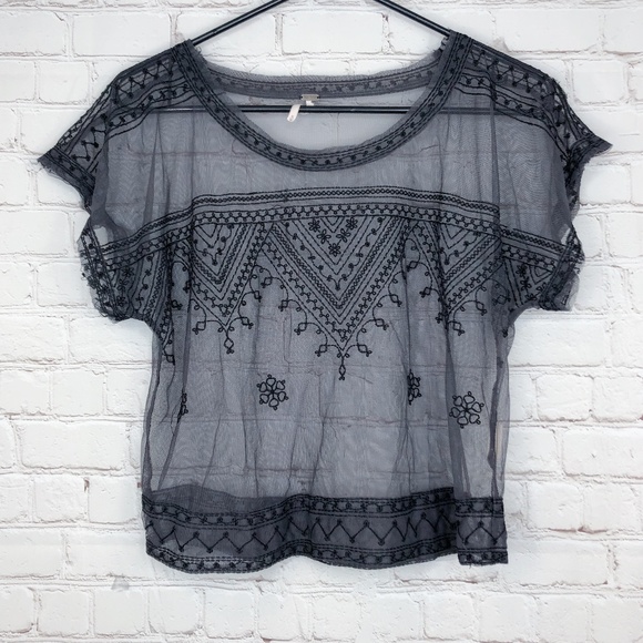 Free People Tops - Free People The Vicki Sheer Cropped Tee